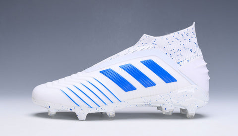 Image of Adidas Predator 19.1 FG White Blue no Lace - KicksNatics