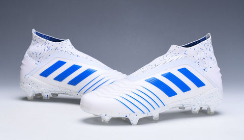 Image of Adidas Predator 19.1 FG White Blue no Lace - KicksNatics