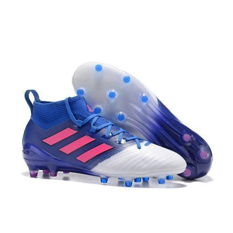 Image of Adidas ACE 17.1 Primeknit Soccer Cleats Blue White Pink - KicksNatics