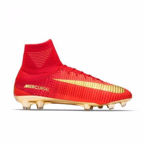 Image of Nike Mercurial Superfly V CR7 FG Soccer Cleats Red Golden - KicksNatics