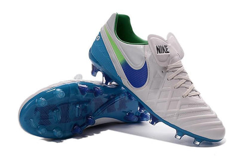 Image of Nike Tiempo Legend VI FG Soccer Cleats White Blue Green - KicksNatics