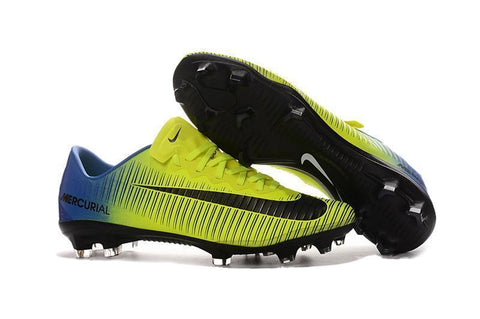 Image of Nike Mercurial Vapor XI FG Soccer Cleats Yellow Black Blue - KicksNatics