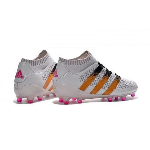 Image of Adidas ACE 16.1 Primeknit FG/AG Soccer Shoes White Gold Black Pink - KicksNatics