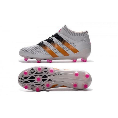 Image of Adidas ACE 16.1 Primeknit FG/AG Soccer Shoes White Gold Black Pink - KicksNatics