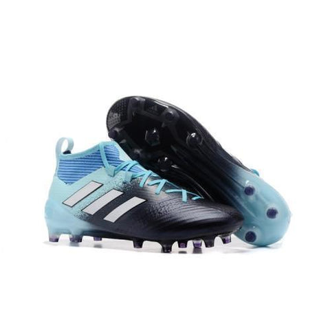 Image of Adidas ACE 17.1 Primeknit Soccer Cleats Core Black White Blue - KicksNatics