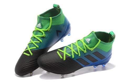 Image of Adidas ACE 17.1 Primeknit Soccer Cleats Core Black Blue Green - KicksNatics