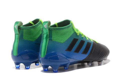 Image of Adidas ACE 17.1 Primeknit Soccer Cleats Core Black Blue Green - KicksNatics