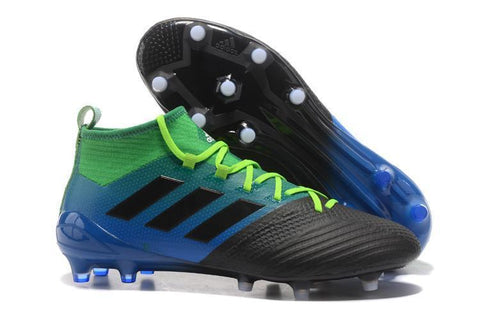 Image of Adidas ACE 17.1 Primeknit Soccer Cleats Core Black Blue Green - KicksNatics