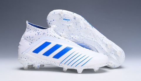 Image of Adidas Predator 19.1 FG White Blue no Lace - KicksNatics