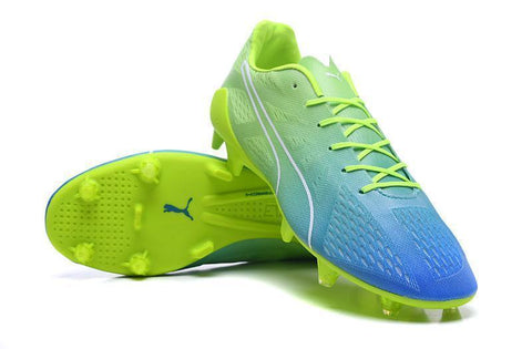 Image of PUMA evoSPEED Fresh 2.0 FG Soccer Cleats Green Yellow Blue