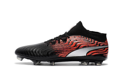 Image of PUMA ONE 18.1 FG Soccer Cleats Black Red Silver