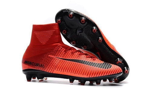 Image of Nike Mercurial Superfly V AG Soccer Cleats University Red Black - KicksNatics