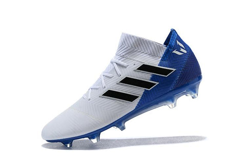 Image of ADIDAS NEMEZIZ MESSI 18.1 FIRM GROUND CLEATS WHITE BLUE BLACK - KicksNatics