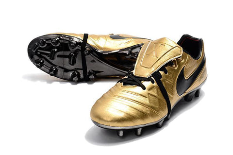 Image of Nike Tiempo Totti X Roma FG Soccer Cleats Metallic Gold Black - KicksNatics