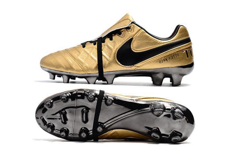 Image of Nike Tiempo Totti X Roma FG Soccer Cleats Metallic Gold Black - KicksNatics