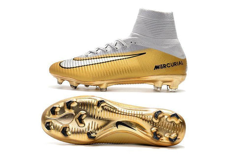 Image of Nike Mercurial Superfly V QuintoTriunfo FG Soccer Cleats Golden White - KicksNatics