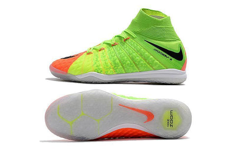Image of Nike HypervenomX Proximo II DF Indoor Soccer Shoes Green Black Orange - KicksNatics