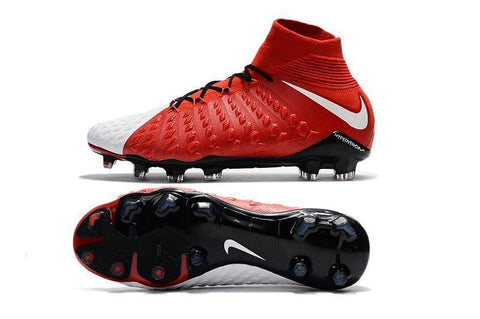 Image of Nike Hypervenom Phantom III DF FG Soccer Cleats Red White - KicksNatics