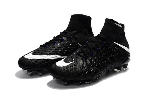 Image of Nike Hypervenom Phantom III DF FG Soccer Cleats Blackout Black White - KicksNatics