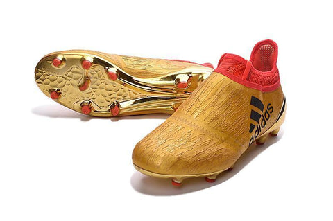 Image of Adidas X 16+ Purechaos FG/AG Soccer Cleats Metallic Gold Red - KicksNatics