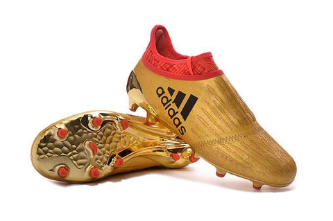 Image of Adidas X 16+ Purechaos FG/AG Soccer Cleats Metallic Gold Red - KicksNatics