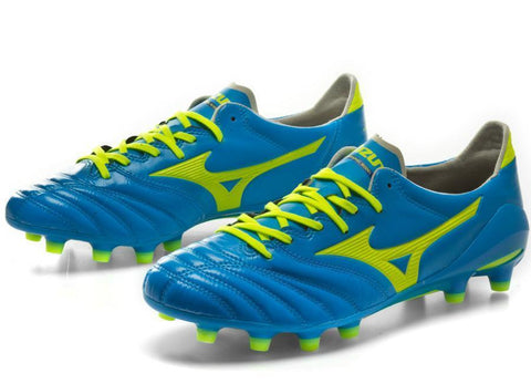 Image of Mizuno Morelia Neo II FG Soccer Cleats Diva Blue Safety Yellow - KicksNatics