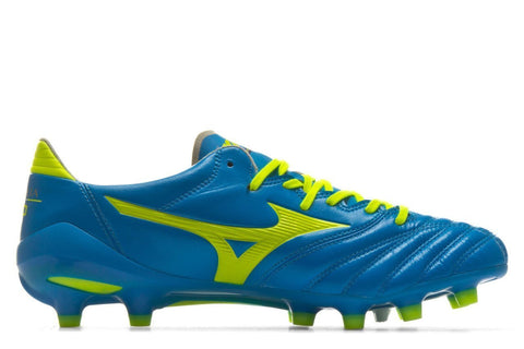 Image of Mizuno Morelia Neo II FG Soccer Cleats Diva Blue Safety Yellow - KicksNatics