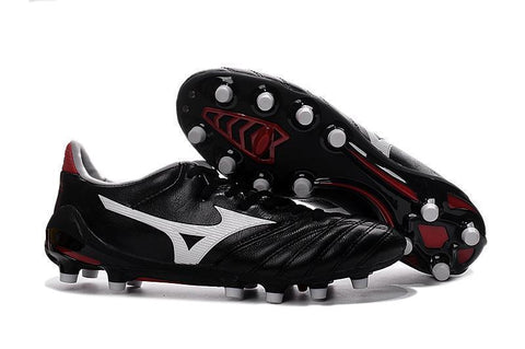 Image of Mizuno Morelia Neo II FG Soccer Cleats Black White Red - KicksNatics