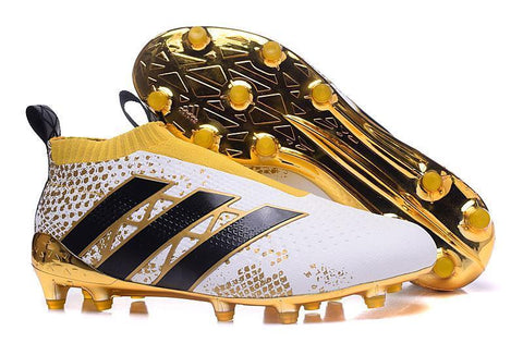 Image of Adidas ACE 16+ Purecontrol FG/AG Soccer Cleats White Gold Black - KicksNatics