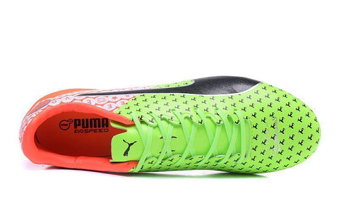 Image of PUMA evoSPEED 17 SL-S FG Soccer Cleats Green Orange Black White - KicksNatics
