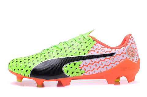 Image of PUMA evoSPEED 17 SL-S FG Soccer Cleats Green Orange Black White - KicksNatics