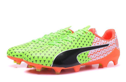 Image of PUMA evoSPEED 17 SL-S FG Soccer Cleats Green Orange Black White - KicksNatics