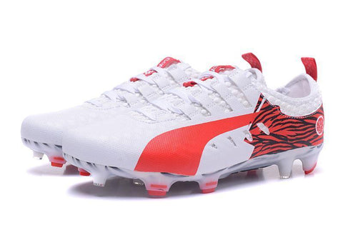 Image of PUMA evoPOWER Vigor 1 FG Soccer Cleats White Red Black - KicksNatics