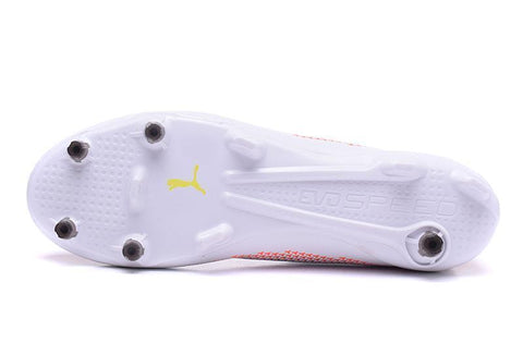 Image of PUMA evoSPEED 17 FG Soccer Cleats White Orange Black Yellow - KicksNatics
