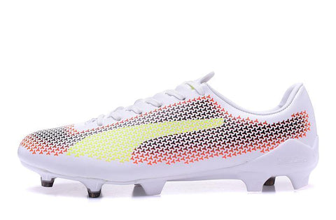 Image of PUMA evoSPEED 17 FG Soccer Cleats White Orange Black Yellow - KicksNatics