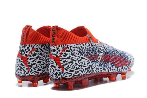 Image of PUMA Future 18.1 Netfit FG Soccer Cleats Black White Red