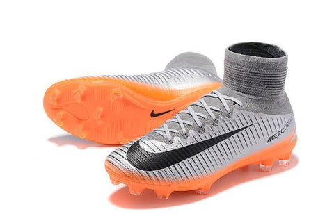 Image of Nike Mercurial Superfly V FG Soccer Cleats Silver Orange Black - KicksNatics