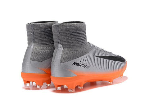 Image of Nike Mercurial Superfly V FG Soccer Cleats Silver Orange Black - KicksNatics