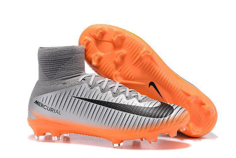 Image of Nike Mercurial Superfly V FG Soccer Cleats Silver Orange Black - KicksNatics