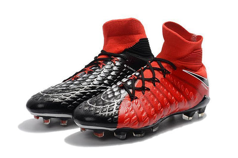 Image of Nike Hypervenom Phantom III DF FG Soccer Cleats Fire Red Black - KicksNatics