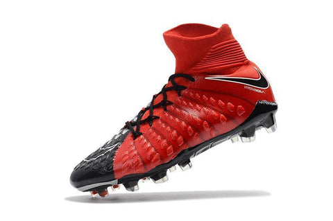 Image of Nike Hypervenom Phantom III DF FG Soccer Cleats Fire Red Black - KicksNatics