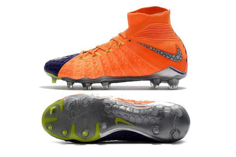 Image of Nike Hypervenom Phantom III DF FG Soccer Cleats Orange Blue Chrome - KicksNatics