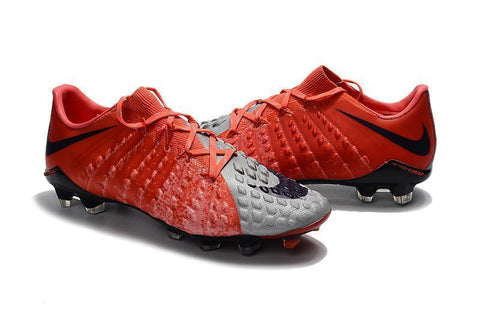 Image of Nike Hypervenom Phantom III FG Soccer Cleats Grey Red Black - KicksNatics