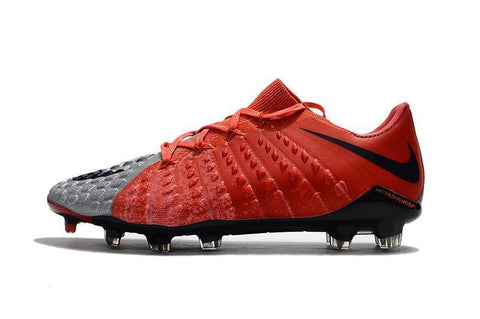 Image of Nike Hypervenom Phantom III FG Soccer Cleats Grey Red Black - KicksNatics