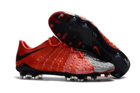 Image of Nike Hypervenom Phantom III FG Soccer Cleats Grey Red Black - KicksNatics