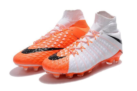 Image of Nike Hypervenom Phantom III DF FG Soccer Cleats White Orange Black - KicksNatics