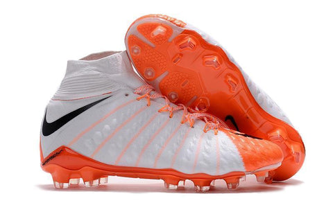 Image of Nike Hypervenom Phantom III DF FG Soccer Cleats White Orange Black - KicksNatics