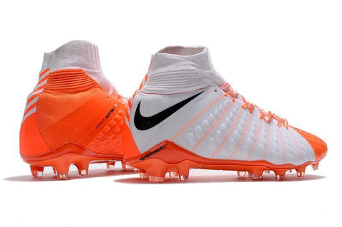 Image of Nike Hypervenom Phantom III DF FG Soccer Cleats White Orange Black - KicksNatics