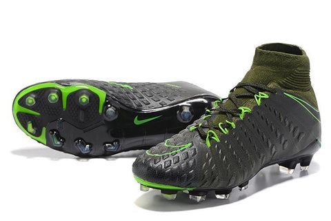 Image of Nike Hypervenom Phantom III DF FG Soccer Cleats Grey Green Black - KicksNatics
