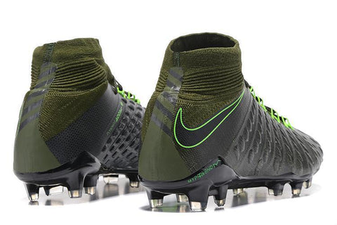 Image of Nike Hypervenom Phantom III DF FG Soccer Cleats Grey Green Black - KicksNatics